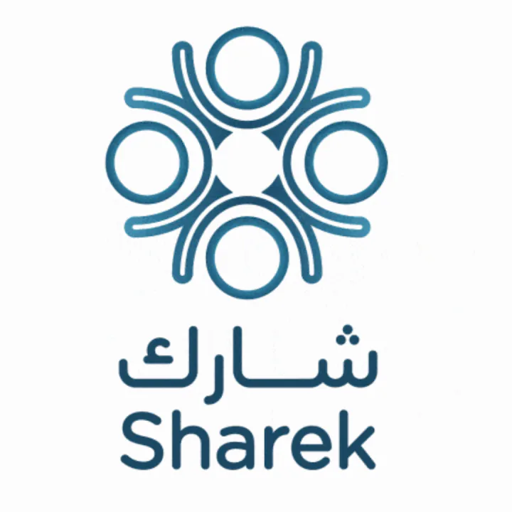 The Sharek mark and wordmark — the last frame of the logo animation